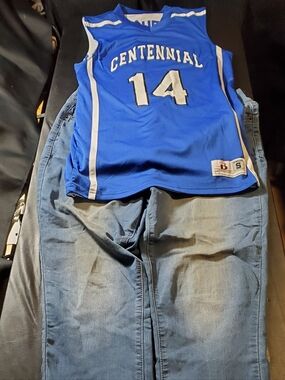 B-wear Jersey Blue Size S Sleveeless & Rayalty Denim Blue Size16w Pant